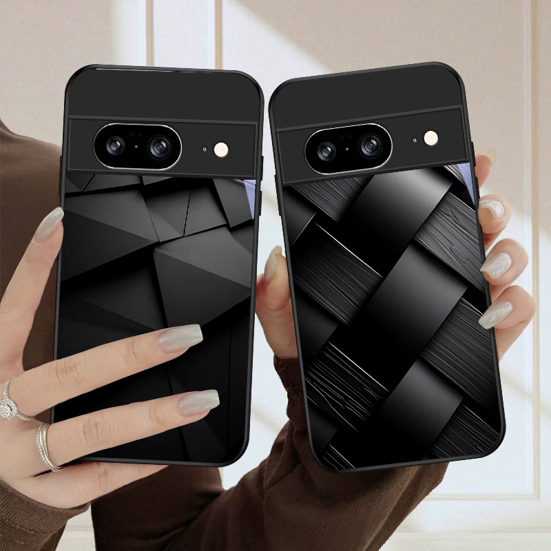 Phone Cases Google Pixel 7 - เคสโทรศัพท์แก้วสีดำลายเรขาคณิตสีเข้ม สำหรับ Google Pixel 10 Pro