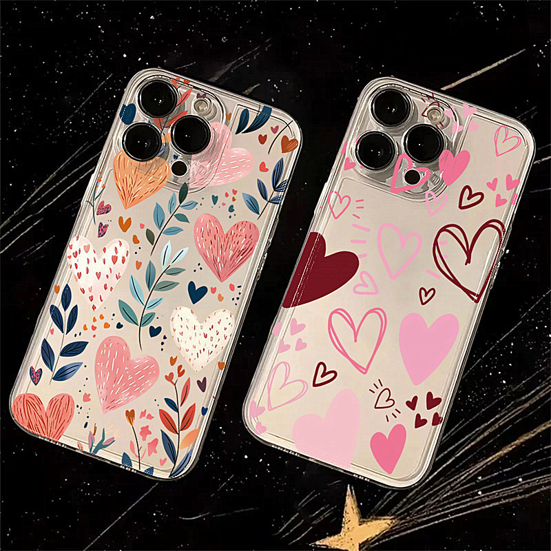 Phone Cases Like Loopy - เคสโทรศัพท์ซิลิโคนลายหัวใจ ใบไม้ ดวงตา พระจันทร์ สำหรับ iPhone
