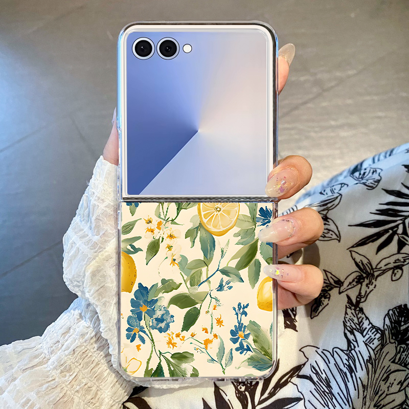 Phone Cases Z Fold 4 - เคสโทรศัพท์แบบพับลายดอกมะนาวสำหรับ Samsung Galaxy Z Flip 8