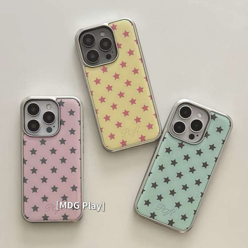Phone Cases Korean - เคสโทรศัพท์ลายดาวสีสันสไตล์เกาหลี พร้อมการเคลือบเงาและกาวหยด สำหรับ iPhone 18 Pro