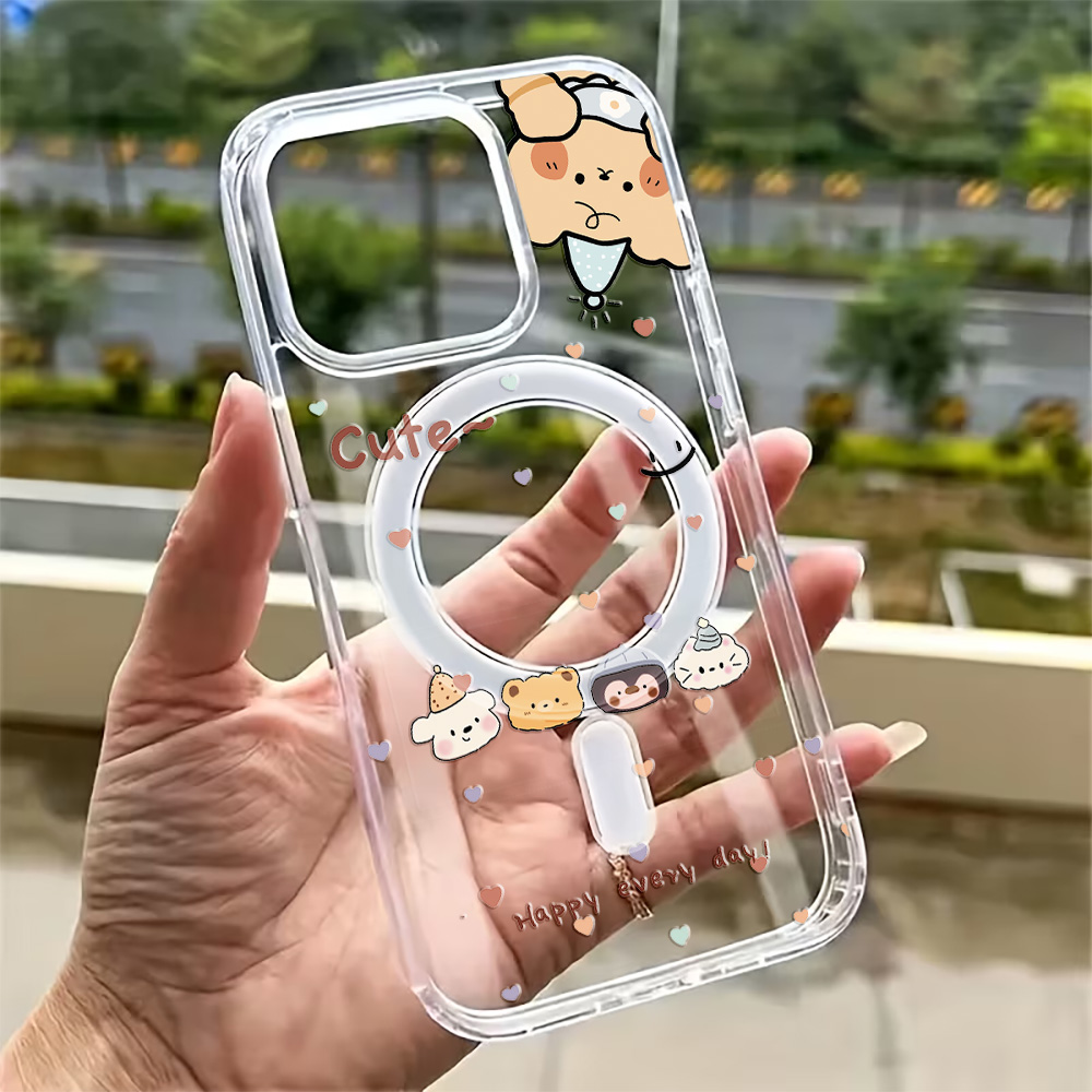 Clear Magsafe Case - เคสโทรศัพท์ลายการ์ตูนลายจุดสำหรับ iPhone 17 16 15 14