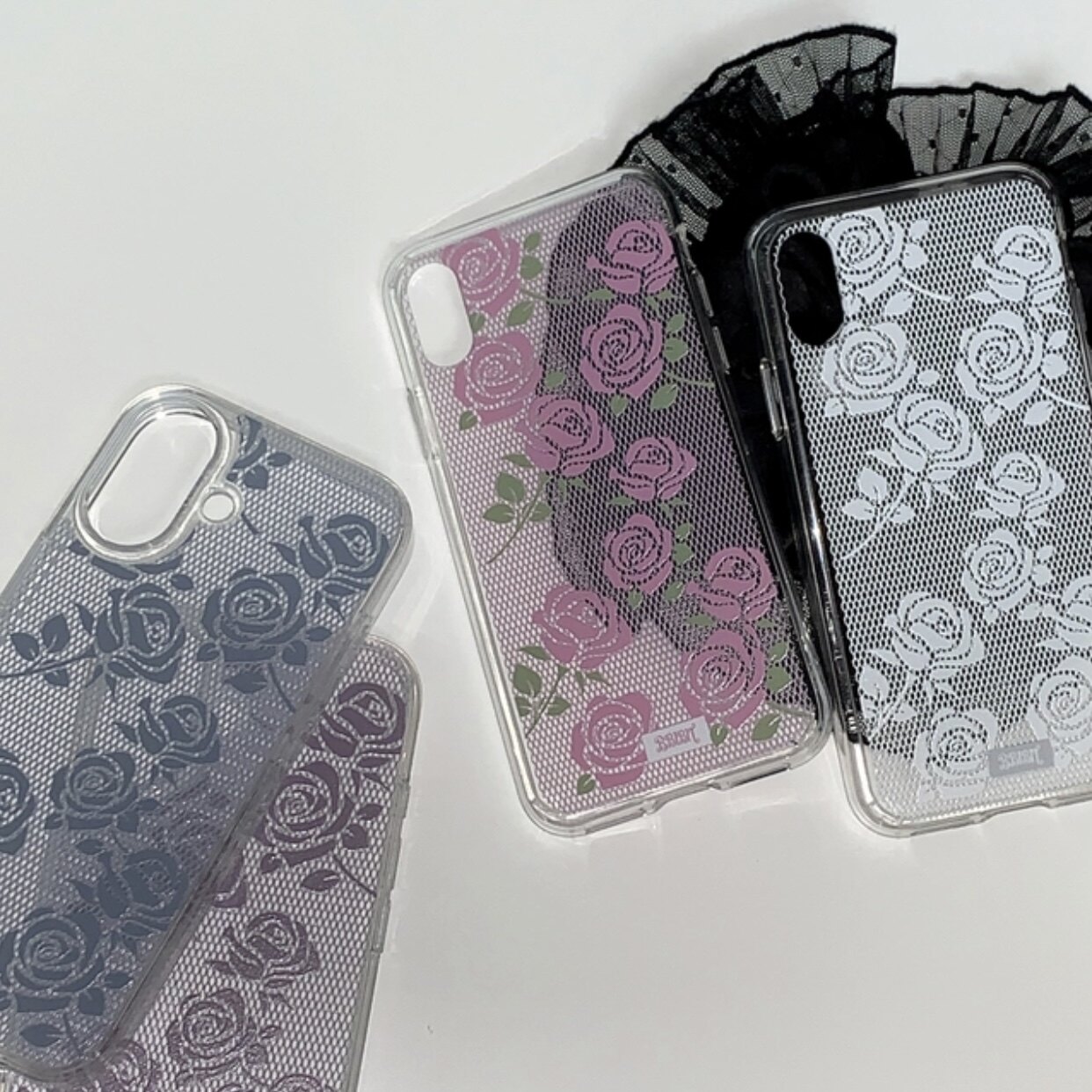 Phone Cases Korean - เคสโทรศัพท์ลายลูกไม้กุหลาบหลากสีสไตล์เกาหลีสำหรับ iPhone Ultra 18 Pro Max