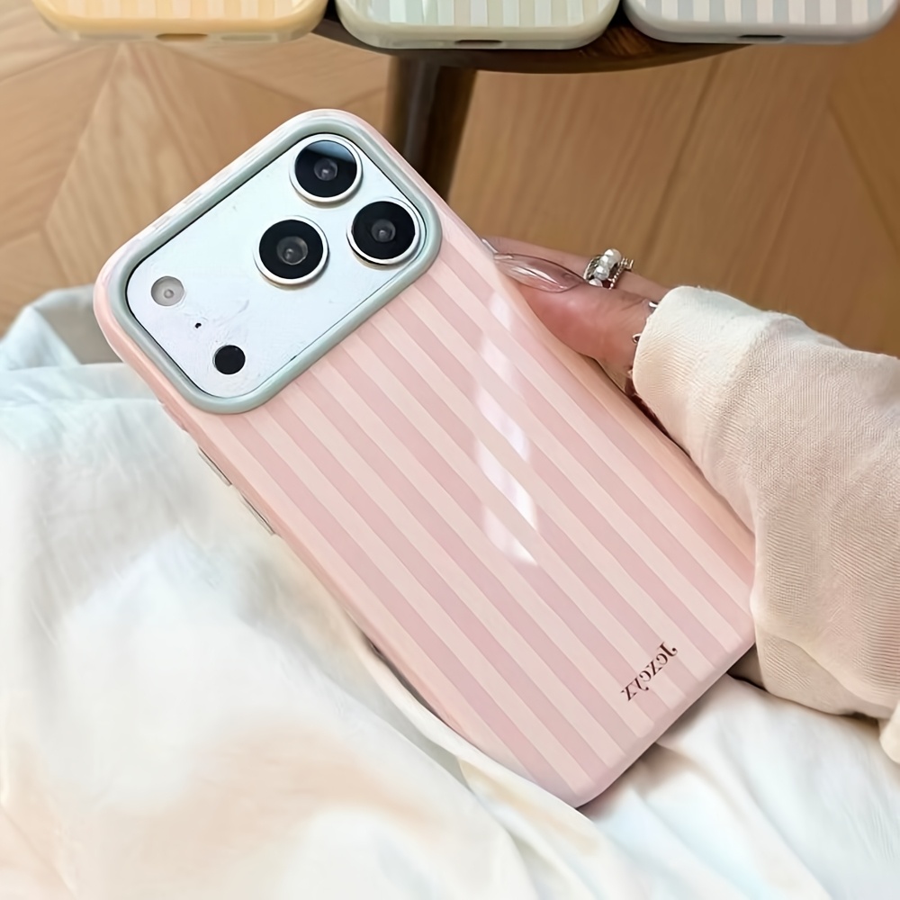 Phone Cases Korean - เคสโทรศัพท์ซิลิโคนกันกระแทกสีสันสดใสลายทางสไตล์เกาหลีสุดหรูสำหรับ iPhone 18 17 16 15