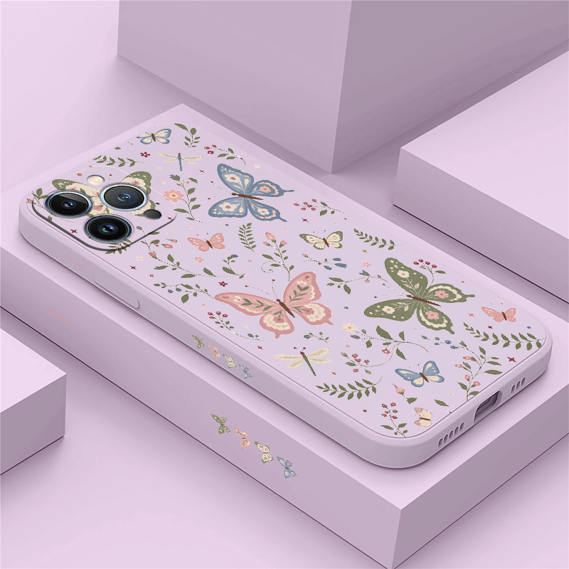 Phone Cases Drop Proof - เคสโทรศัพท์ลายดอกไม้และผีเสื้อ สำหรับ iPhone 18 Pro 17