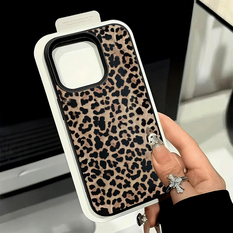 Phone Cases Leopard Print - เคสโทรศัพท์กันกระแทกสีดำลายเสือดาวพื้นผิวลายลิ้นจี่แบบนุ่มสำหรับ iPhone 17 Air 16 15