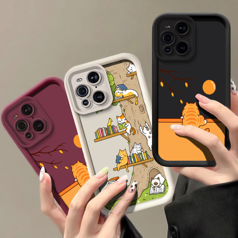 Phone Cases Drop Proof - เคสโทรศัพท์ลายการ์ตูนสัตว์แมว สำหรับ OPPO Find X9 X8