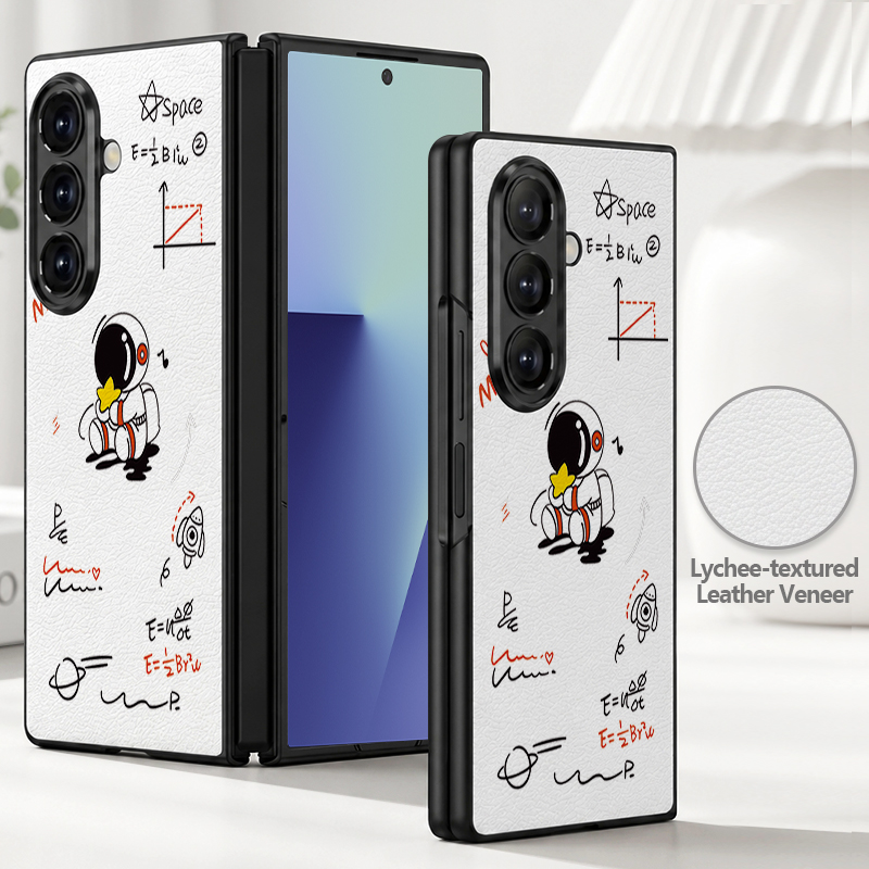 Phone Cases Z Fold 4 - เคสโทรศัพท์หนัง PU ลายการ์ตูนนักบินอวกาศ สำหรับ Samsung Galaxy