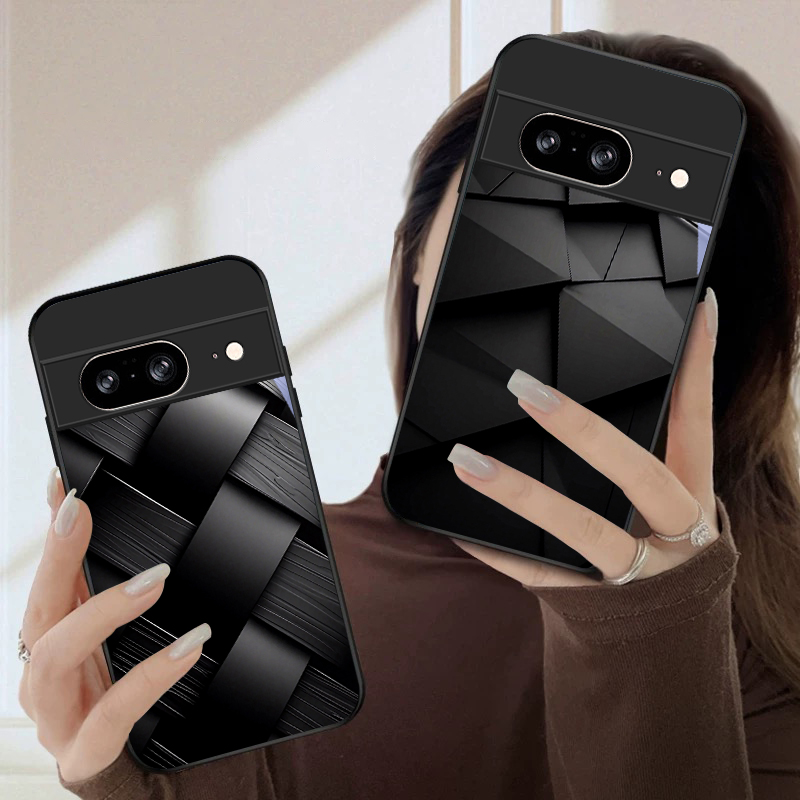 เคสโทรศัพท์แก้วสีดำลายเรขาคณิต - Phone Cases Google Pixel 7 บทวิจารณ์และราคา