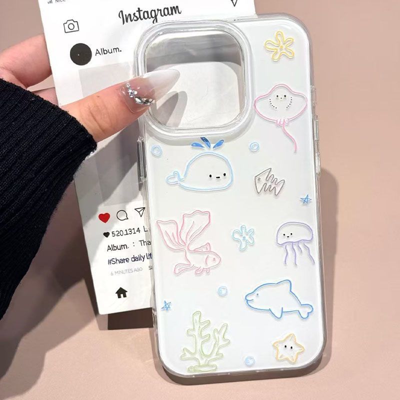 เคสโทรศัพท์ลายเส้นสัตว์ทะเลขนา - Phone Cases Drop Proof บทวิจารณ์และราคา