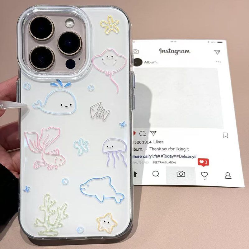 เคสโทรศัพท์ลายเส้นสัตว์ทะเลขนา - Phone Cases Drop Proof บทวิจารณ์และราคา