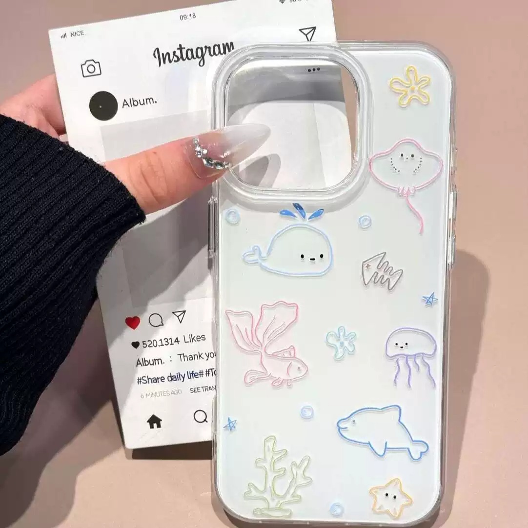 เคสโทรศัพท์ลายเส้นสัตว์ทะเลขนา - Phone Cases Drop Proof บทวิจารณ์และราคา