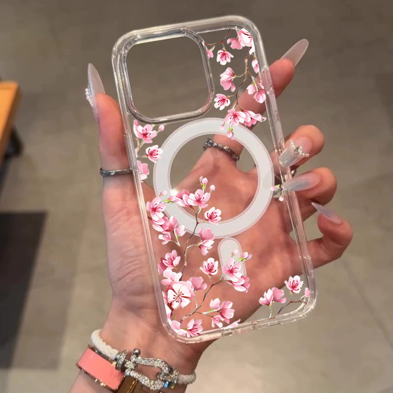 หรูหราสีชมพู INS ดอกไม้สำหรับไ - Clear Magsafe Case บทวิจารณ์และราคา