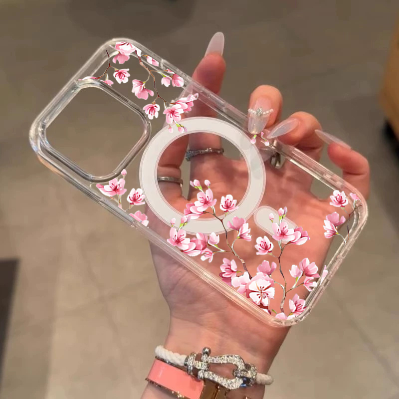 หรูหราสีชมพู INS ดอกไม้สำหรับไ - Clear Magsafe Case บทวิจารณ์และราคา